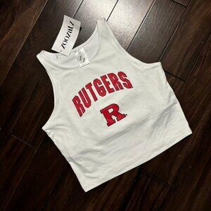 ZOOZATZ Officially Licensed Rutgers University First Down Crop Top Woman's SZ L